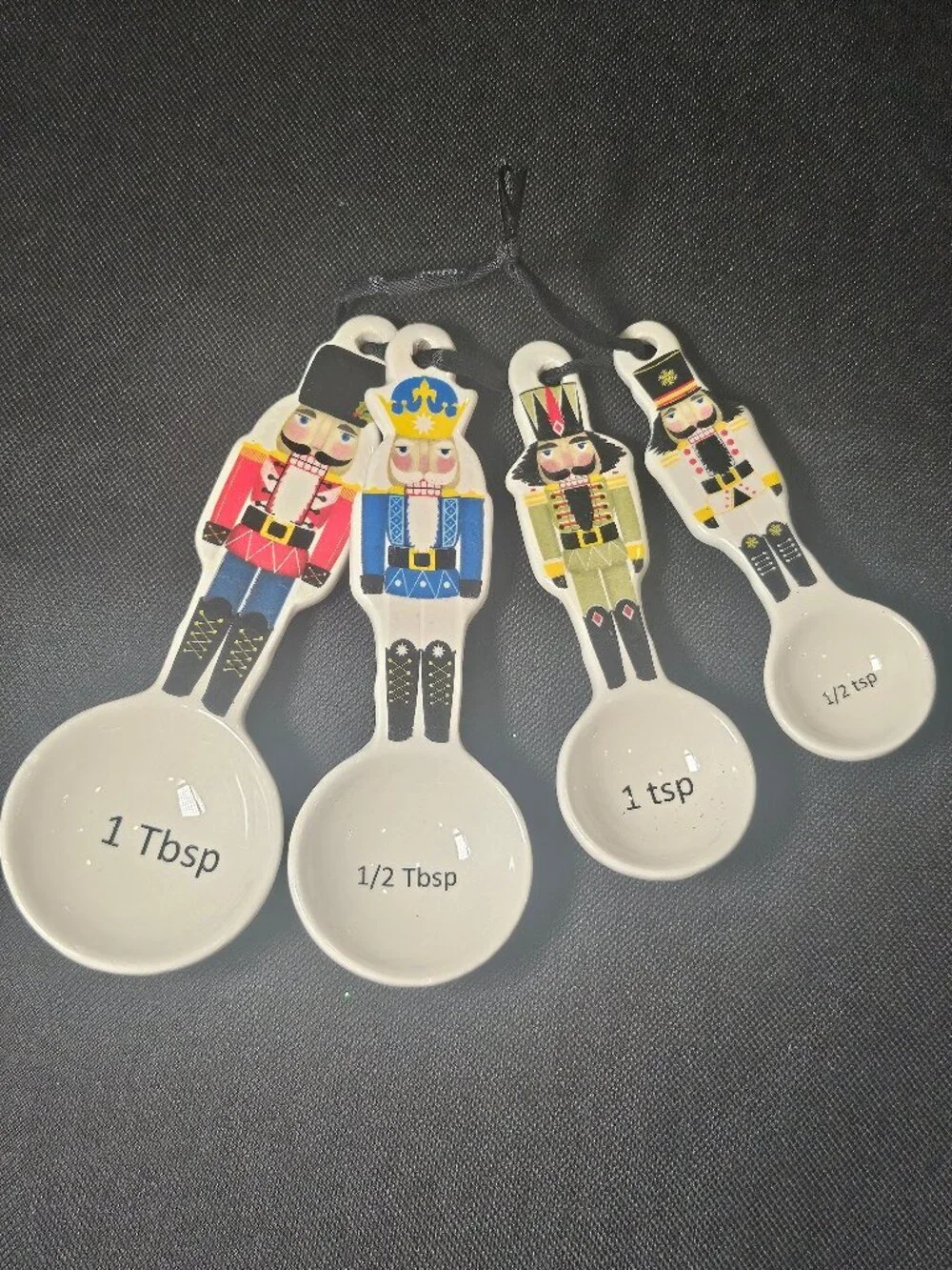 Transpac Ceramic Christmas Nutcracker Measuring Spoon Set Of 4 Baking Gift